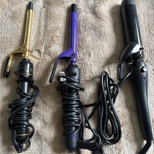 Gold, Purple, and Black Curling Irons Set